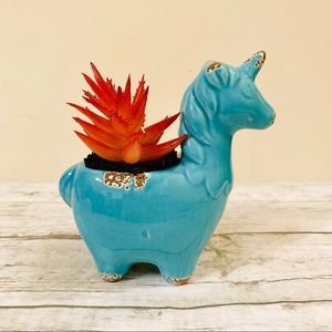 Ceramic Decor Unicorn - Blue/Brown